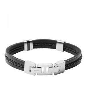 Armbänder*Fossil JF03686040 Armband Herren Essentials Mehrsträngig Leder Edelstahl