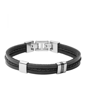 Armbänder*Fossil JF03686040 Armband Herren Essentials Mehrsträngig Leder Edelstahl