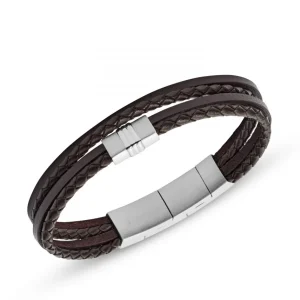 Armbänder* Fossil JF02934040 Armband Herren Vintage Casual Brown Multi-Strand Braided Leather