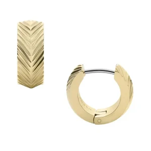 Ohrschmuck*Fossil JF04116710 Creolen Ohrringe Damen Harlow Linear Texture Edelstahl Gold-Ton