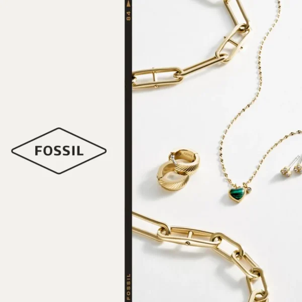 Halsketten*Fossil JF04102710 Gliederhalskette Damen Heritage D-Link Edelstahl Gold-Ton