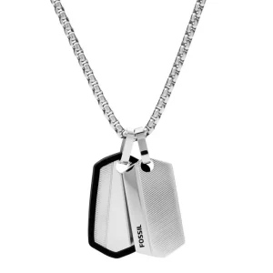 Halsketten*Fossil JF03996040 Halskette mit Anhänger Herren Chevron Dog Tag Edelstahl 61 cm