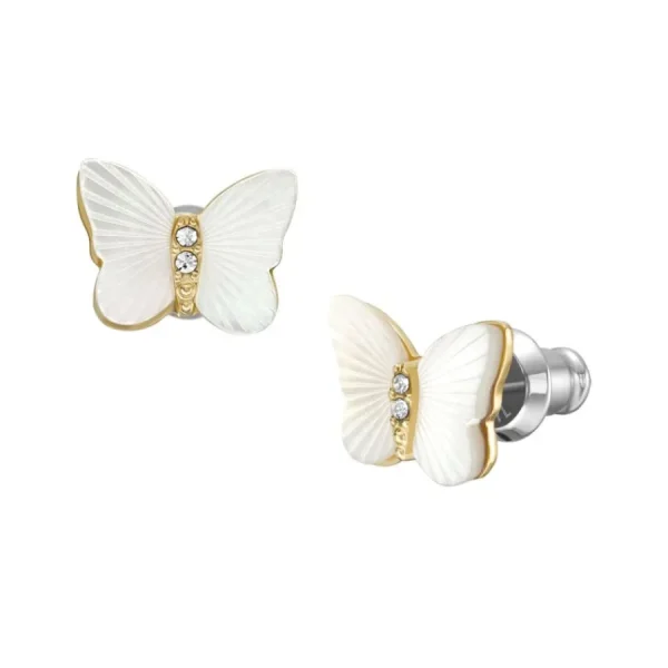 Ohrschmuck*Fossil JF04422710 Ohrringe Damen Radiant Wings Butterfly Perlmutt Weiß Gold-Ton