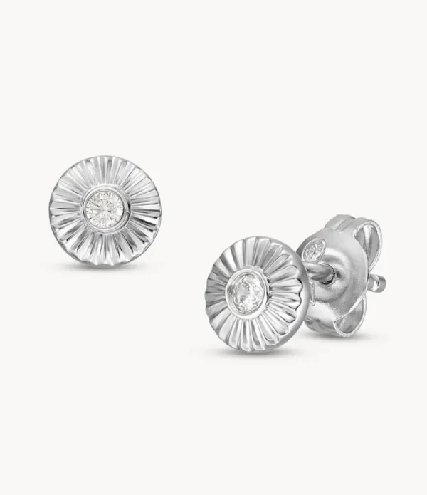 Ohrschmuck | Kinderschmuck*Fossil JFS00617040 Ohrstecker Damen Texture Circle Zirkonia Sterling-Silber