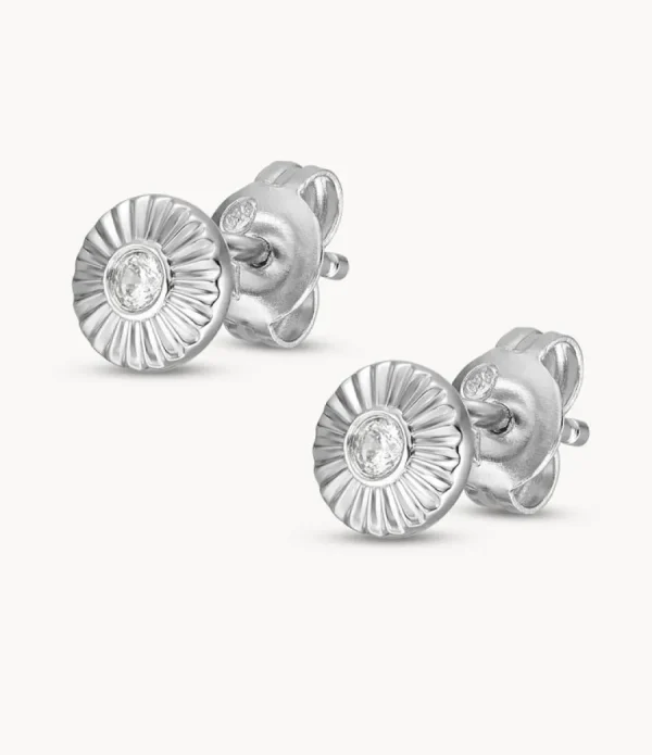 Ohrschmuck | Kinderschmuck*Fossil JFS00617040 Ohrstecker Damen Texture Circle Zirkonia Sterling-Silber