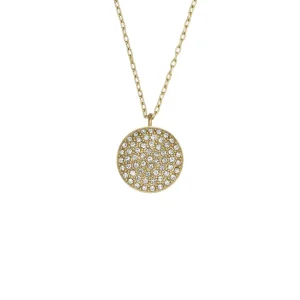 Halsketten*Fossil Kette-Anhänger Sadie Glitz Disc Edelstahl Gold-Ton JF04544710