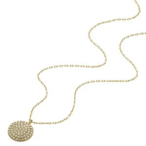 Halsketten*Fossil Kette-Anhänger Sadie Glitz Disc Edelstahl Gold-Ton JF04544710