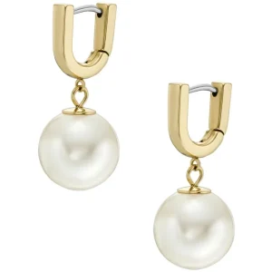 Ohrschmuck*Fossil Ohrringe Heritage Pearl D-Link Edelstahl Gold-Ton JF04730710