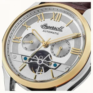 Herren Uhren Automatik*Ingersoll I12101 Herren-Uhr The Tempest Analog Automatik Leder-Armband Ø 44 mm