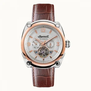 Herren Uhren Automatik*Ingersoll I01103B Herren-Uhr The Michigan Analog Automatik Leder-Armband Ø 45 mm