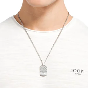 Halsketten*JOOP! 2033967 Halskette Anhänger Herren Dog-Tag Logo Kornblume Edelstahl 60 cm