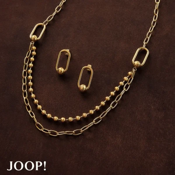 Halsketten*JOOP! 2036801 Halskette Damen Duo-Design mit Gliedern und Kugel-Elementen Gold