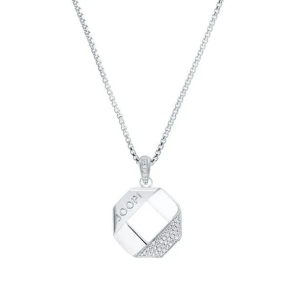 Halsketten*JOOP! 2035938 Halskette mit Anhänger Damen Achteck Logo Zirkonia Sterling-Silber