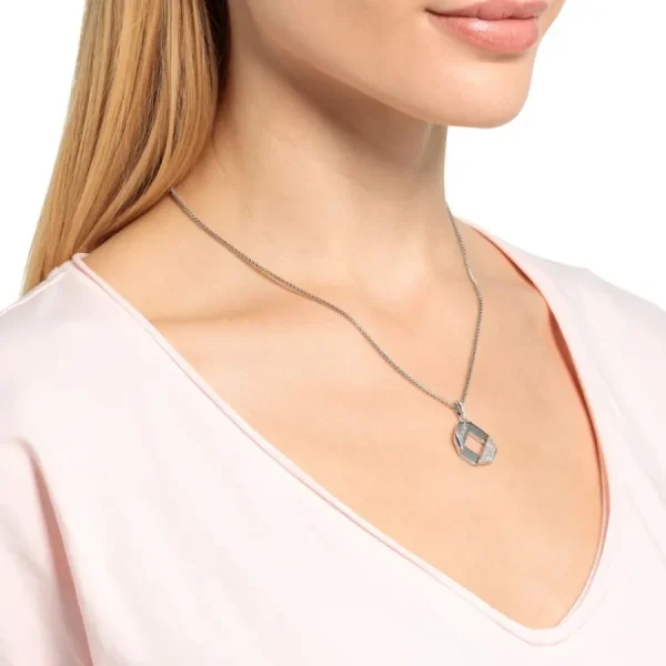 Halsketten*JOOP! 2035938 Halskette mit Anhänger Damen Achteck Logo Zirkonia Sterling-Silber