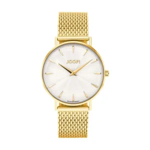 Damen Designer Uhren*JOOP! Damen-Uhr Logo Analog Quarz Milanaise Edelstahl-Band Gold 2027243