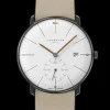 Herren Uhren Automatik*Junghans 58/4100.02 Herren-Uhr Max Bill Mega Edition 60 Automatik Leder-Armband