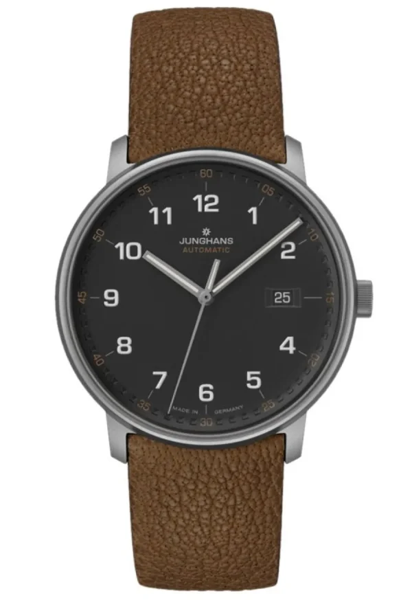 Herren Uhren Automatik* Junghans Junghans 027/2002.00 Herren-Uhr Form A Titan Analog Automatic mit Leder-Band