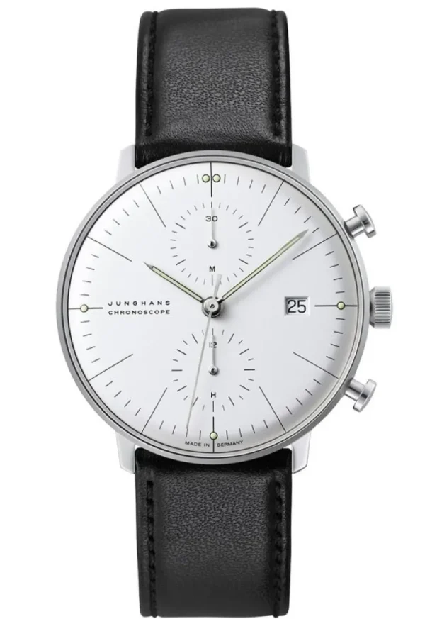 Herren Uhren Automatik* Junghans Junghans 027/4600.04 Herren-Uhr Max Bill Chronoscope Automatik Leder-Band