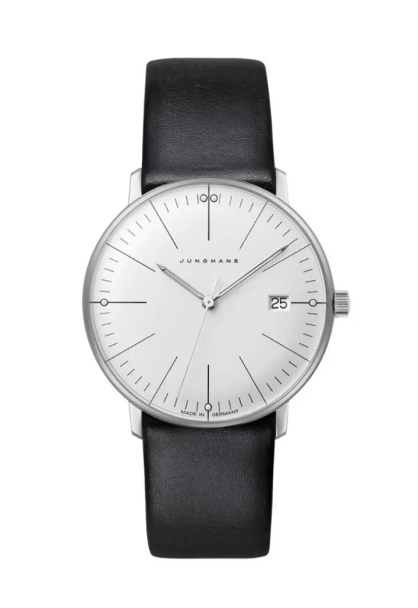 Herren Designer Uhren*Junghans 41/4817.02 Herren-Uhr Max Bill Analog Quarz mit Leder-Armband