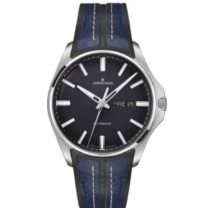 Herren Uhren Automatik*Junghans 27/4211.00 Herren-Uhr Meister S Automatikwerk Leder-Kautschuk-Armband