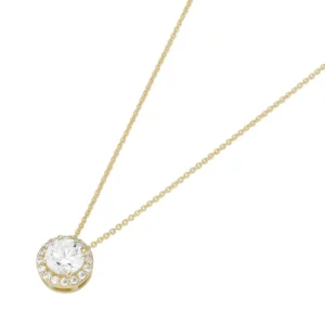 Halsketten* Karat 99066440450 Halskette mit Anhänger Damen Zirkonia Weiss 375/- Gelbgold