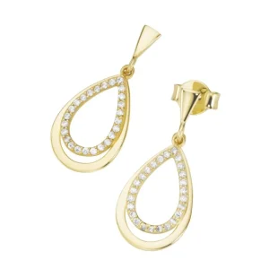 Ohrschmuck* Karat 94039940 Ohrringe Ohrstecker Damen Tropfen Zirkonia Weiss 375/- Gelbgold