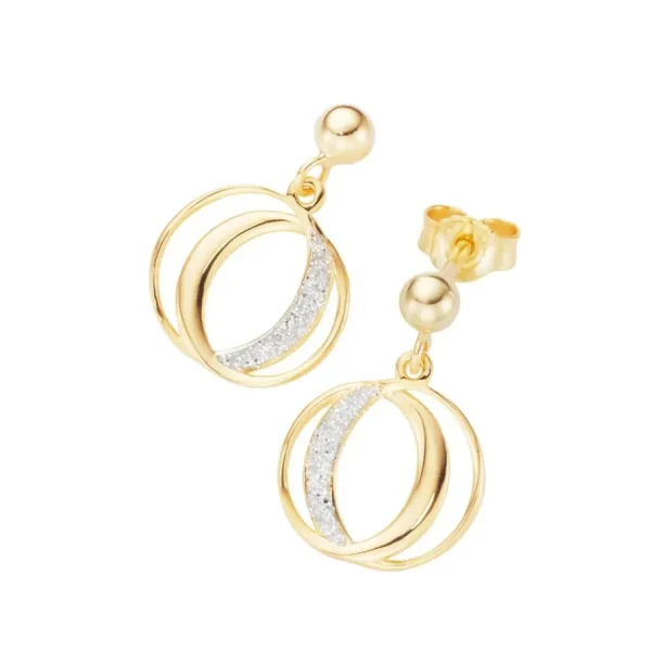 Ohrschmuck* Karat 94042040 Ohrringe Ohrstecker Damen Zwei Ringe Glitzer 375/- Gelbgold