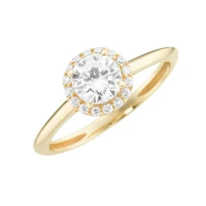 Ringe* Karat 93012540 Ring Damen 375er Gelb-Gold Zirkonia Weiss Krappenfassung