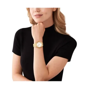 Damen Designer Uhren*Michael Kors Damen-Uhr Lennox Quarz Edelstahl-Armband Goldton MK7391