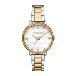 Damen Designer Uhren*Michael Kors MK4595 Damen-Uhr Pyper Pavé Analog Quarz Edelstahl-Armband Goldton