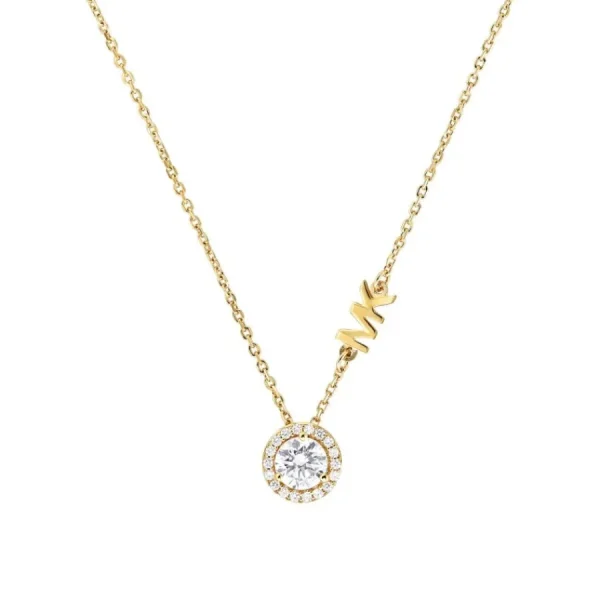 Halsketten*Michael Kors MKC1208AN710 Halskette mit Pavé-Anhänger Damen Zirkonia Silber Gold