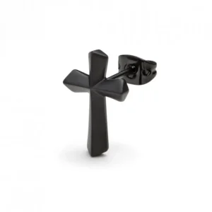 Ohrschmuck | Ohrschmuck*Monomania 31701H Ohrstecker Unisex Einzeln Kreuz Edelstahl Schwarz