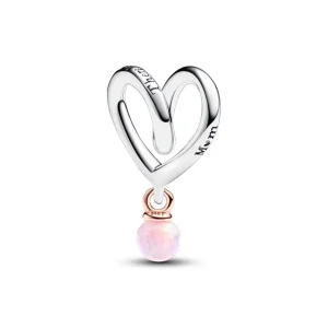 Anhänger*Pandora 783242C01 Charm Damen Eingehülltes Herz Opal Rosa Silber Rosé