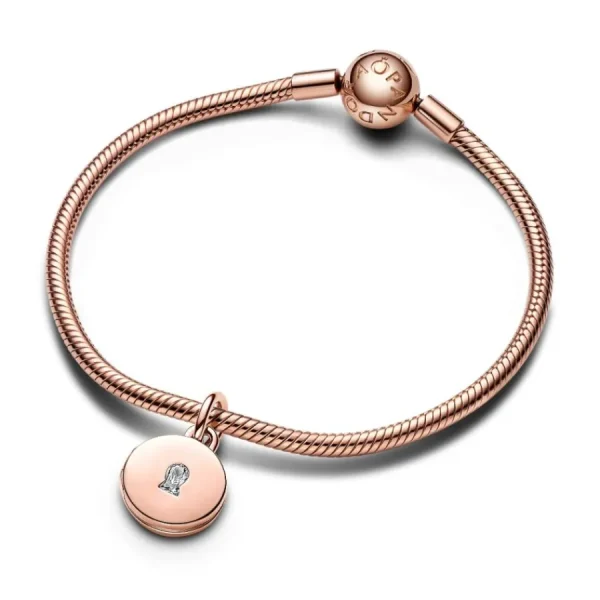 Anhänger*Pandora 783066C01 Charm-Anhänger Aufklappbar & Gravierbar Liebesmedaillon Rosé