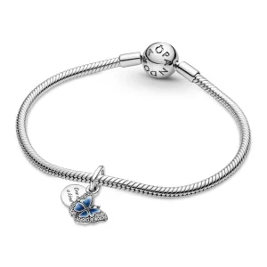 Anhänger*Pandora 790757C01 Charm-Anhänger Blauer Schmetterling & Spruch Doppelter Silber