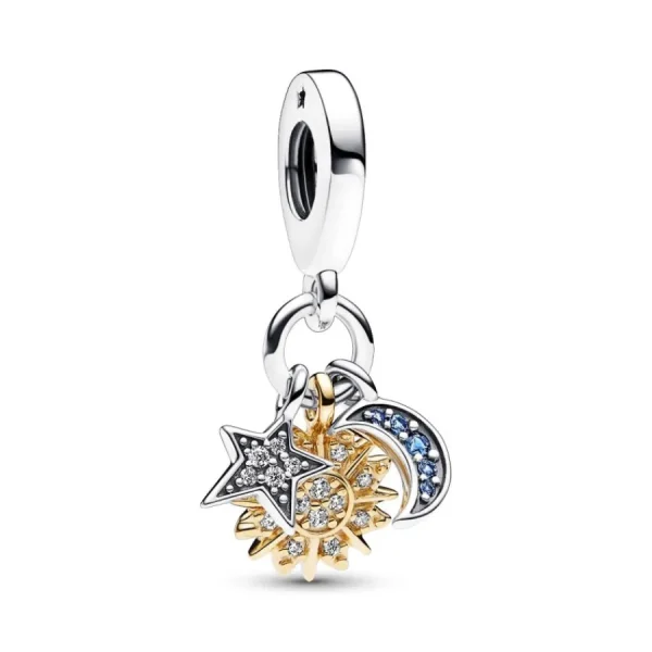 Anhänger*Pandora 762676C01 Charm-Anhänger Damen Sonne Halbmond Stern Silber Vergoldet