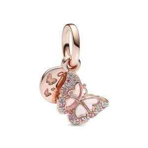 Anhänger*Pandora 782555C01 Charm-Anhänger Damen Schmetterling & Spruch 14k Rosé Vergoldet