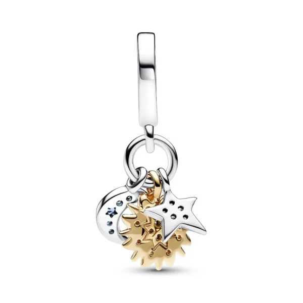 Anhänger*Pandora 762676C01 Charm-Anhänger Damen Sonne Halbmond Stern Silber Vergoldet