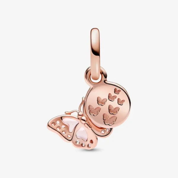 Anhänger*Pandora 782555C01 Charm-Anhänger Damen Schmetterling & Spruch 14k Rosé Vergoldet