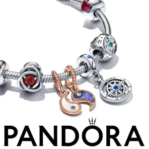 Anhänger*Pandora 780098C01 Charm-Anhänger Damen Yin & Yang Funkelnder 14k Rosé Vergoldet