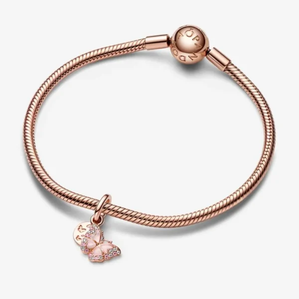 Anhänger*Pandora 782555C01 Charm-Anhänger Damen Schmetterling & Spruch 14k Rosé Vergoldet