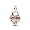 Anhänger*Pandora 783079C01 Charm-Anhänger Drehbares Herz-Schloss Doppelt Silber Roségold