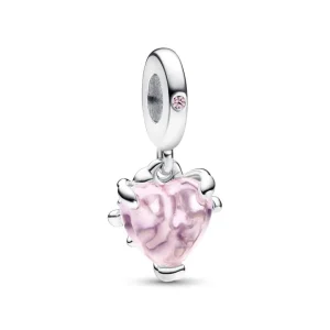 Anhänger*Pandora 792654C01 Charm-Anhänger Rosafarbener Kristall Stammbaum & Herz Silber