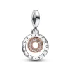 Anhänger*Pandora 782287C01 Charm-Anhänger Signature Bicolor Logo Kreise Silber 14k Rosé