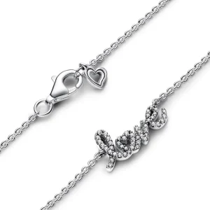 Halsketten*Pandora 393076C01 Collier-Halskette Funkelndes Handgeschriebenes Love Silber