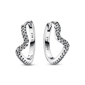 Ohrschmuck*Pandora 292545C01 Creolen Ohrringe Damen Funkelnde Welle Zirkonia Weiss Silber