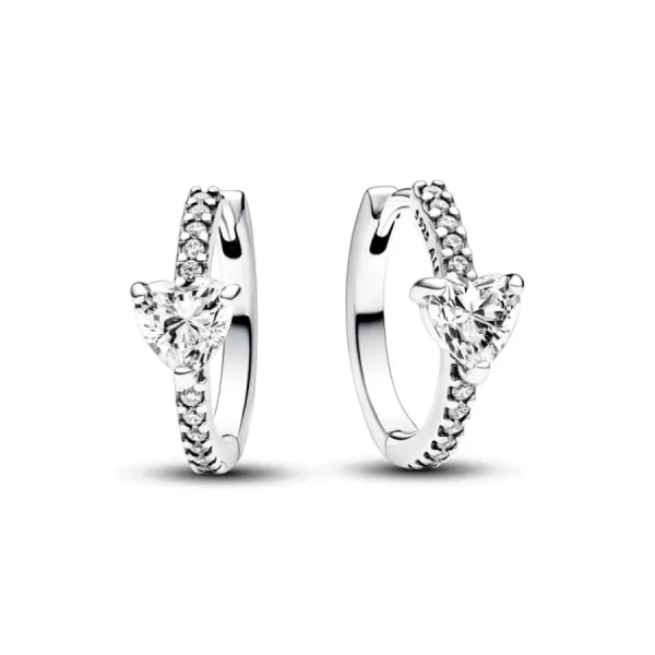 Ohrschmuck*Pandora 293101C01 Creolen Ohrringe Damen Funkelndes Herz Zirkonia Sterlingsilber