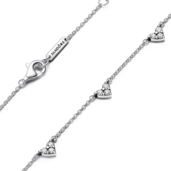 Halsketten*Pandora 393160C01 Halskette Damen Dreifachstein Herz Zirkonia Silber