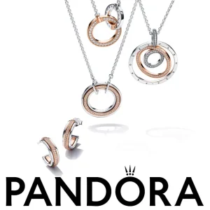 Halsketten*Pandora 382778C01 Halskette Damen Signature Bicolor Verschlungene Kreise Silber