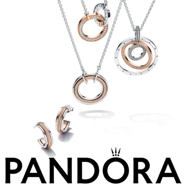 Halsketten*Pandora 382778C01 Halskette Damen Signature Bicolor Verschlungene Kreise Silber